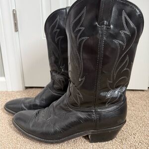Laredo Black Leather Cowboy Boots